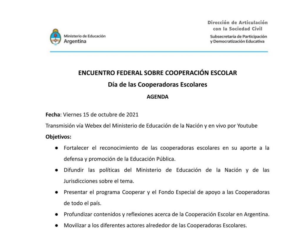 ENCUENTRO FEDERAL SOBRE COOPERACIÓN ESCOLAR